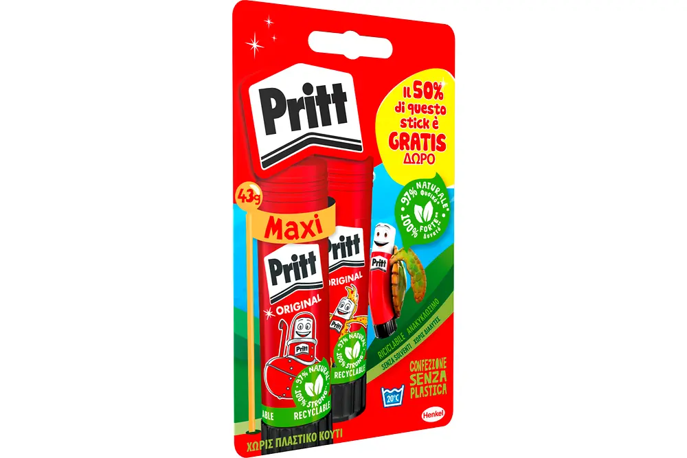 La colla Pritt di Henkel contiene il 97% di ingredienti naturali