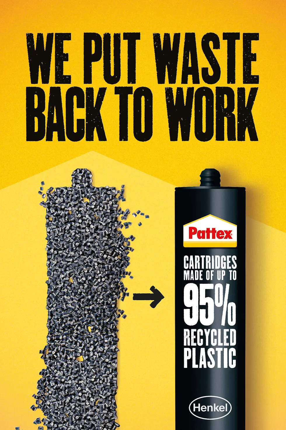 
Henkel relaunches its bonding and sealing portfolio which are marketed under well-known brands such as Pattex (picture), Rubson, Sista, Ceresit and Unibond with recycled cartridges across Europe.